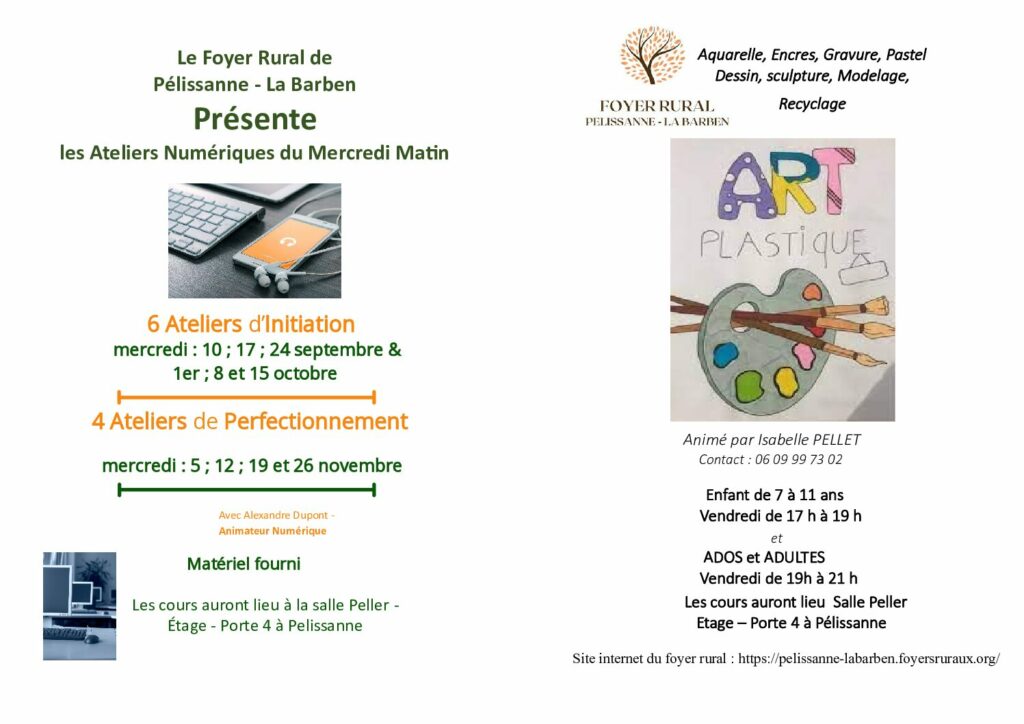 Nouveaux Ateliers – Ateliers Arts Plastiques et Ateliers Numériques